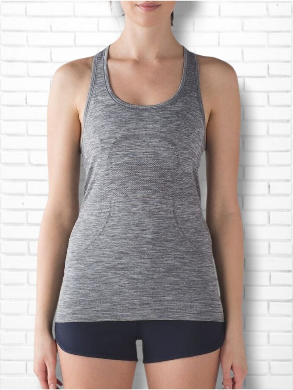Lululemon Swiftly Tech Racerback Tank Top In Slate & White Size 8